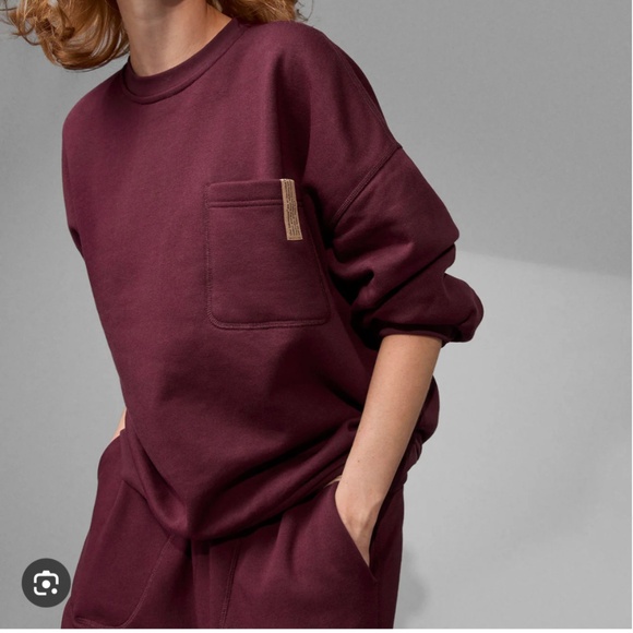 LUNYA BNWT Silksweats™ Reversible Pocket Sweatshirt in Calliope Wine Size L - Picture 1 of 6